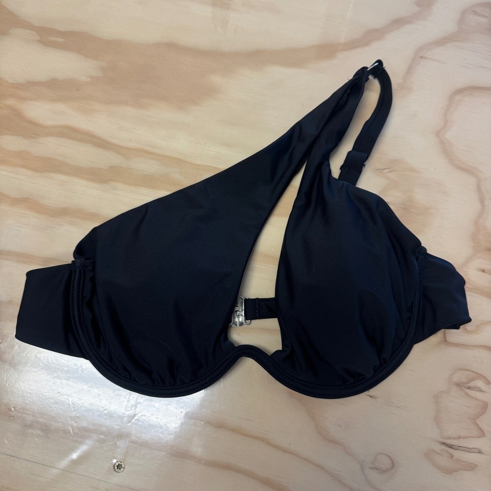ZAFUL Black One Shoulder‎ Underwire Cutout Bikini Top Size US 6 Removable Pads